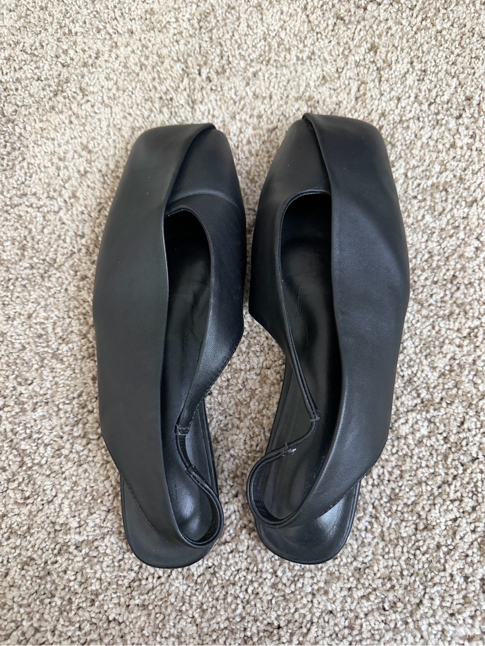 Tony Bianco Black Square-Toe Leather Flats